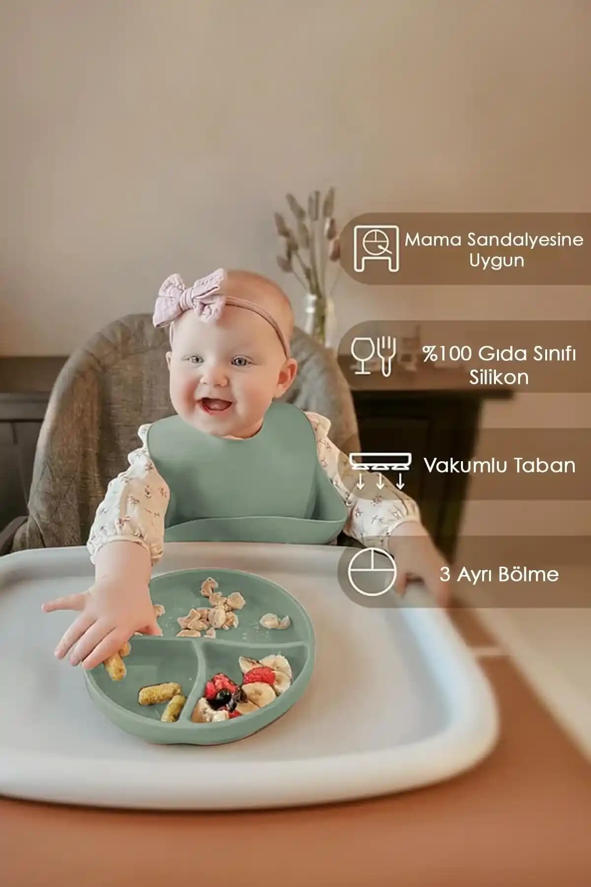 Bebek Beslenmesi İçin Güvenli ve Pratik 3'lü Silikon Vakumlu Mama Tabakları