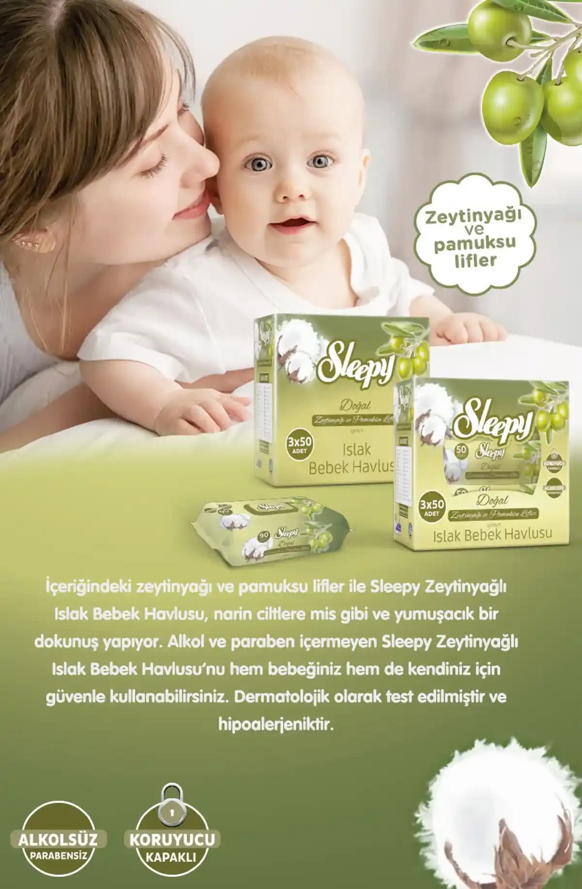 Bebek Bakımında Doğal İçeriklerin Önemi ve Sleepy Zeytinyağlı Islak Mendil Ürünleri