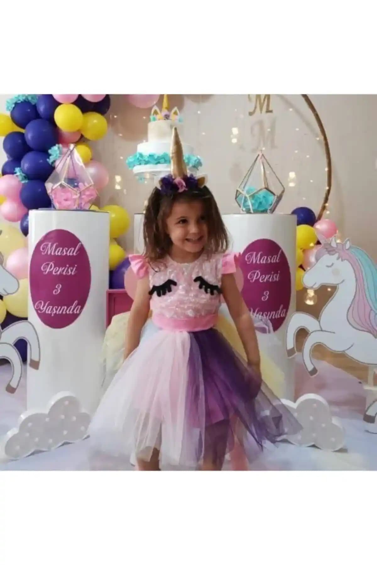 Unicorn Pul Taşlı Doğum Günü Kıyafetleri Çocuklar İçin Renkli ve Şık Tasarımlar