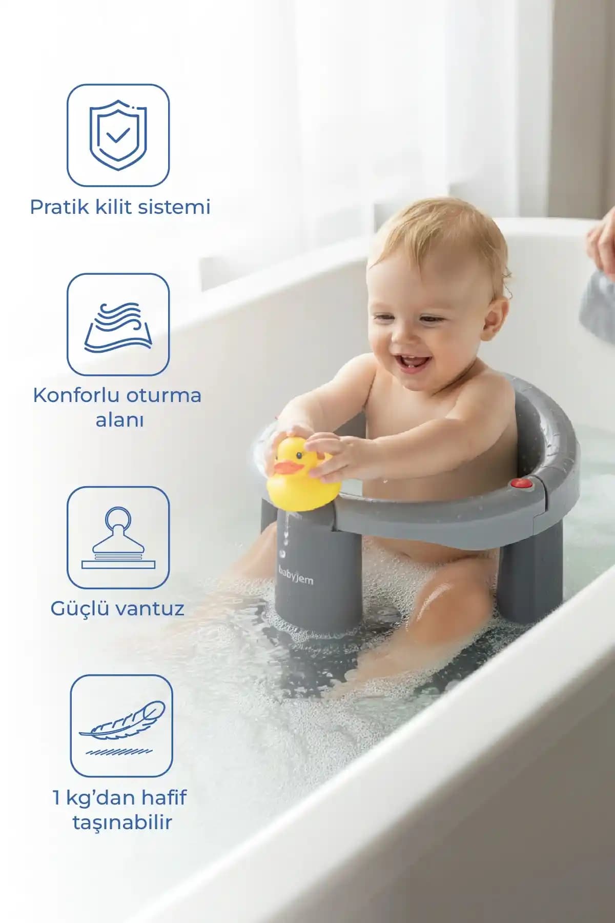 Babyjem Önden Açılır Banyo ve Mama Oturağı Güvenli ve Kullanışlı Tasarımıyla Bebek Bakımını Kolaylaştırır