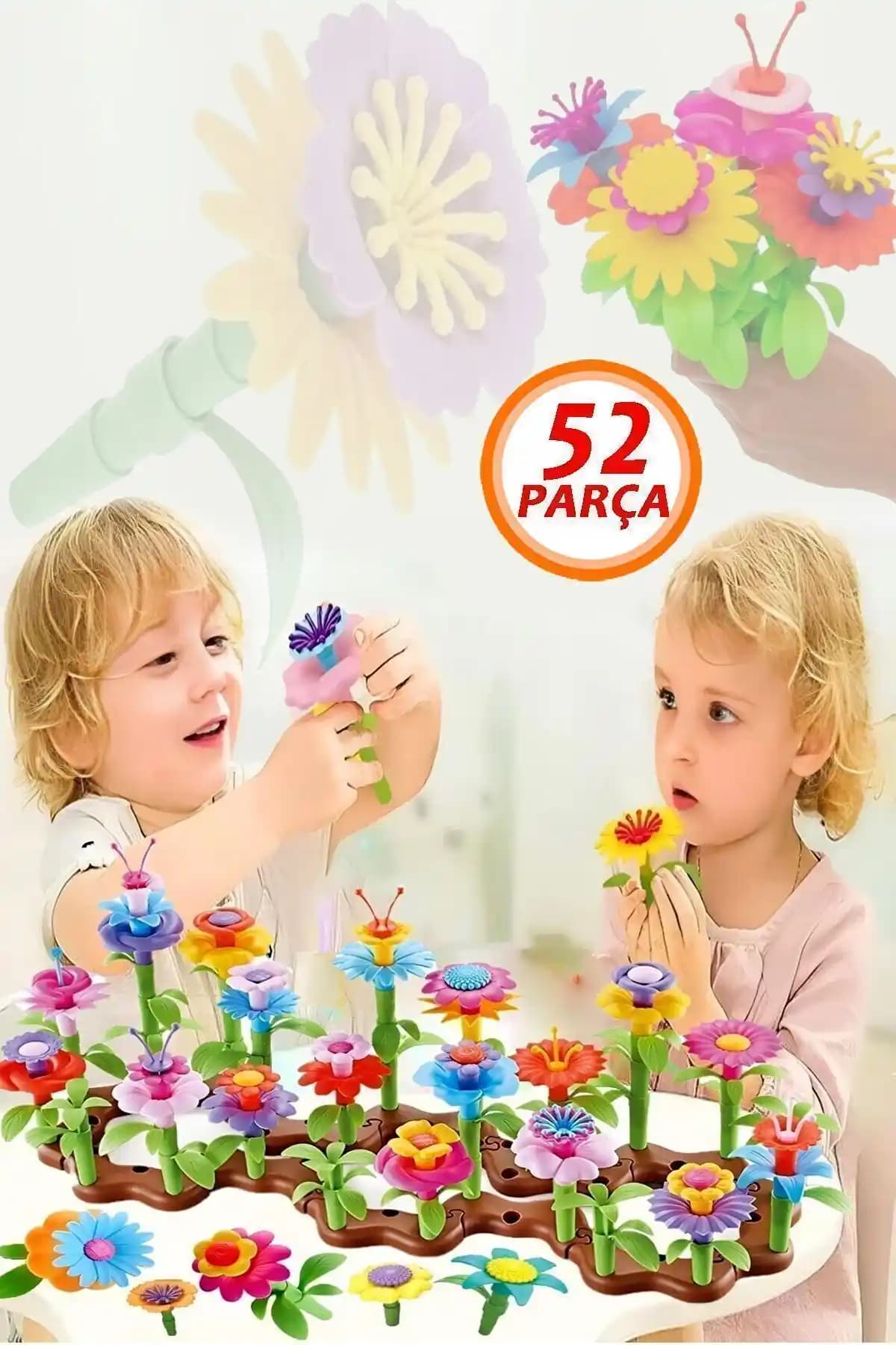 Bundeba 52 Parça Bahçe Çiçek Yapım Seti Çocuklar İçin Eğitici ve Yaratıcı Oyun Aracı