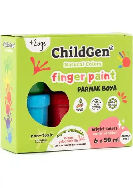 ChildGen Süper Yıkanabilir 6'lı Parmak Boya Seti Güvenli ve Canlı Renklerle Çocuklar İçin