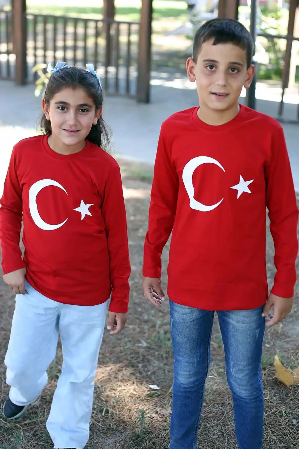 Çiko Kids Atatürk Baskılı ve Türk Bayraklı Uzun Kollu Pamuklu Çocuk Tişörtleri