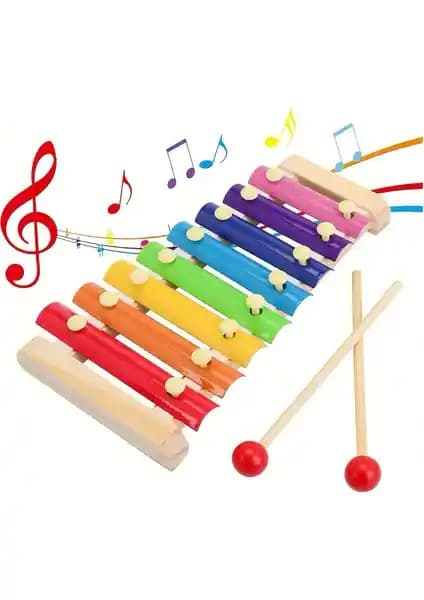 Çocuklar İçin Eğitici Renkli Ahşap Ksilofon 8 Tonlu Müzik Oyuncağı Detaylı İnceleme