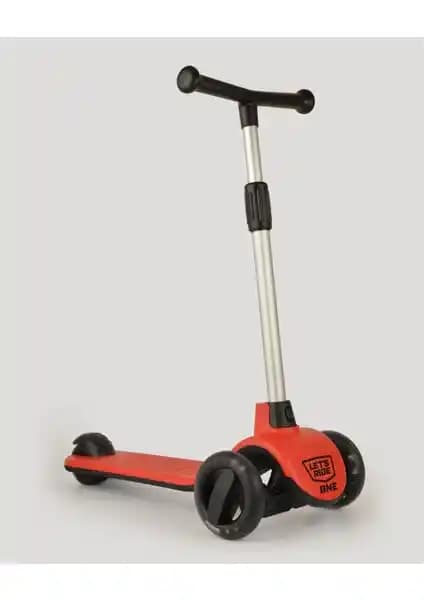 Çocuklar İçin Güvenli ve Eğlenceli Işıklı 3 Tekerlekli Kırmızı Scooter
