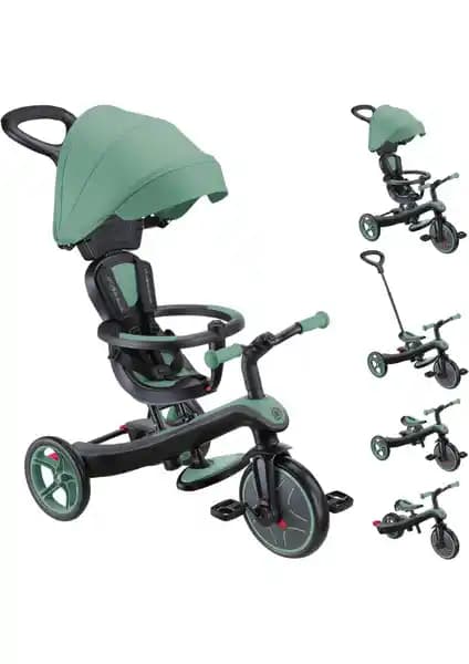 Globber Explorer 4in1 Trike Bisiklet Zeytin Yeşili Çok Fonksiyonlu Güvenli Çocuk Bisikleti