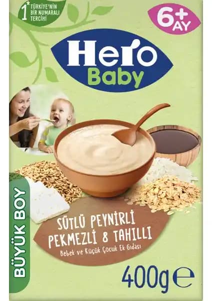 Hero Baby Sütlü 8 Tahıllı Peynirli Pekmezli Kaşık Mama Bebekler İçin Sağlıklı ve Besleyici Alternatif