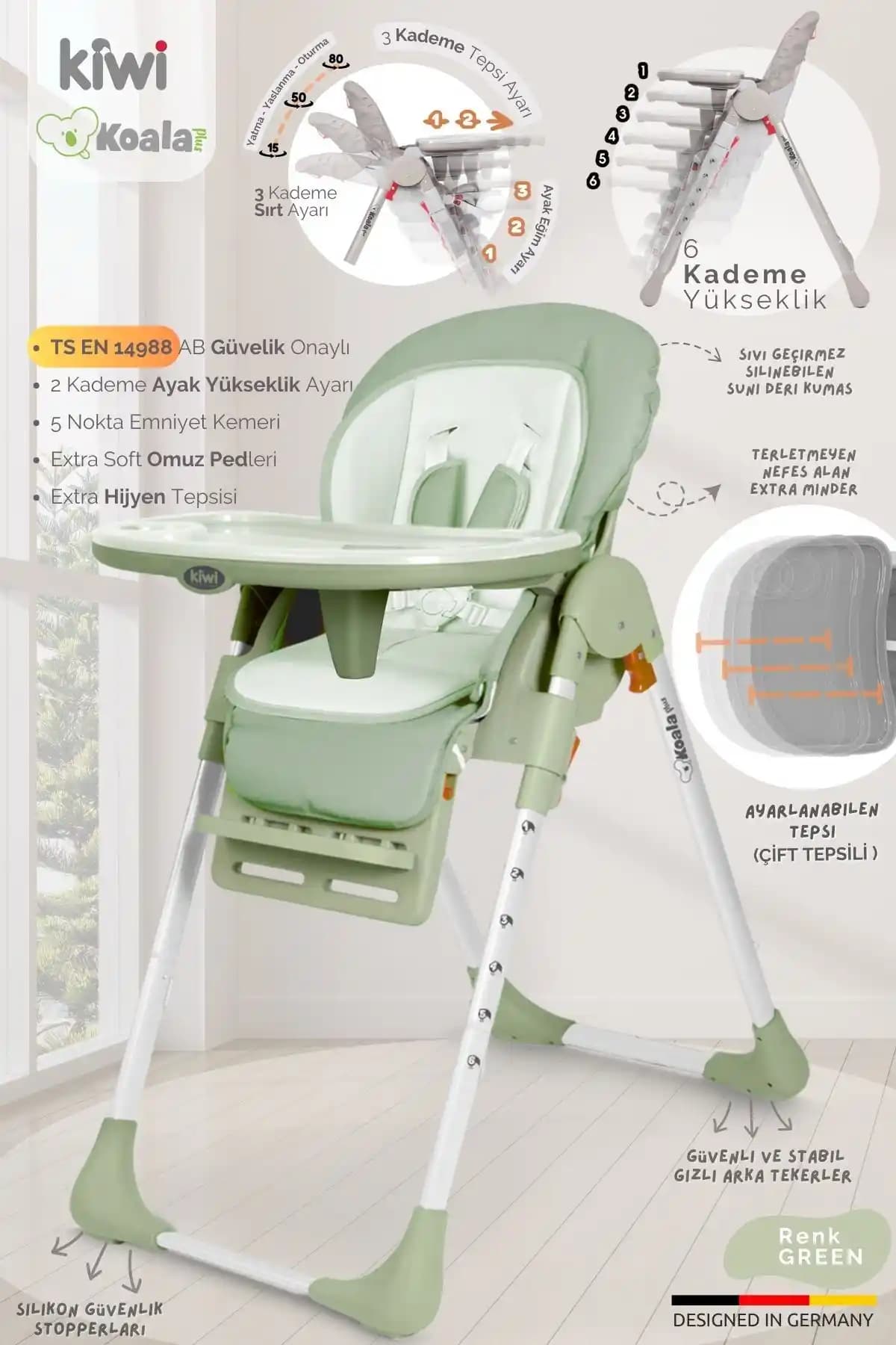 Kiwi Koala Çok Yönlü Katlanabilir Tekerlekli Bebek Mama Sandalyesi İncelemesi