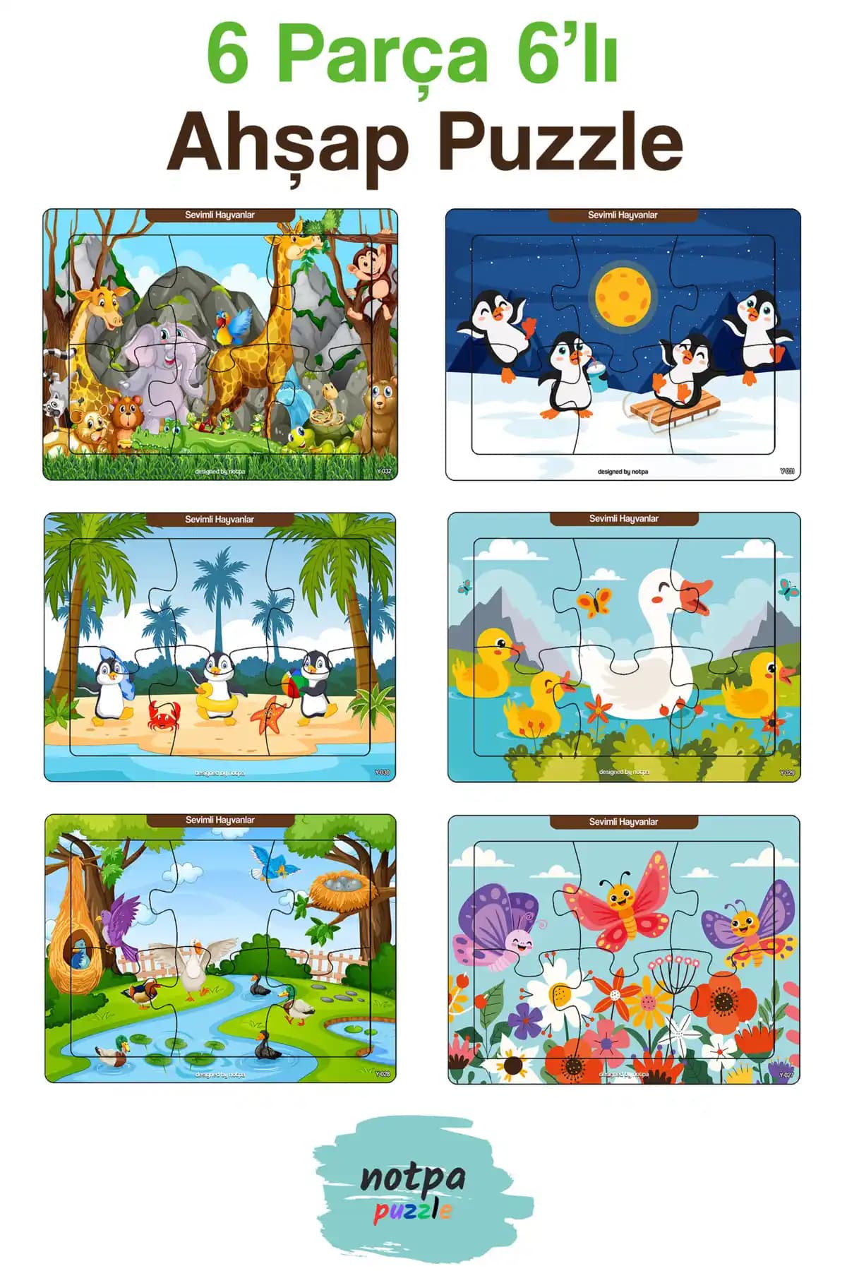 KutuTR Çocuklar İçin Eğitici Ahşap Puzzle Seti: Renkli ve Gelişim Destekleyici Oyunlar