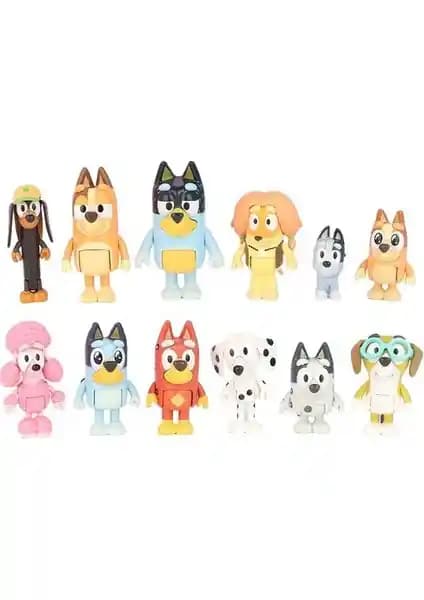 RAJARM Shopping 12'li Bluey Friends Collie Oyuncak Seti Çocuklar İçin Renkli ve Güvenli Oyun Koleksiyonu