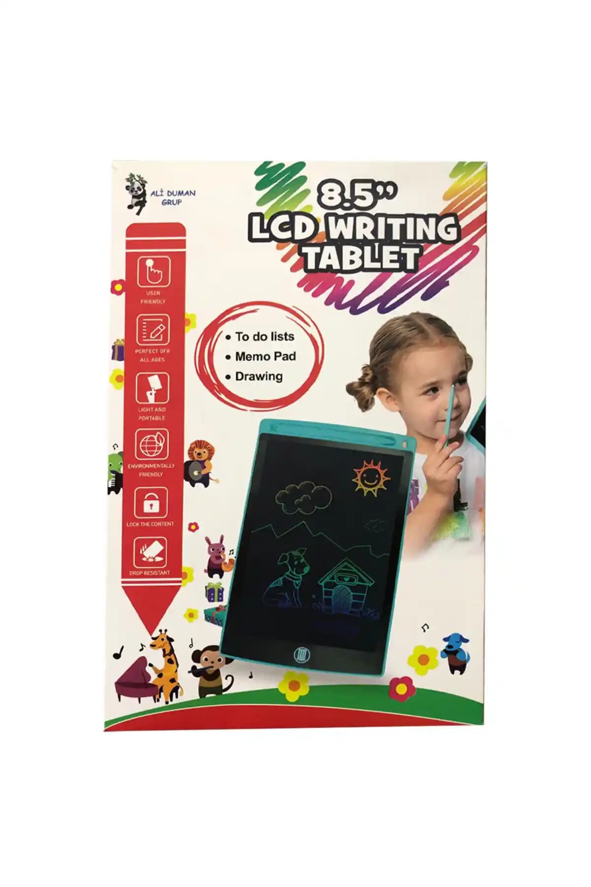 Renkli LCD Yazı Tableti 8.5 İnç Çocuklar ve Yetişkinler İçin Çok Fonksiyonlu Dijital Not ve Çizim Aracı