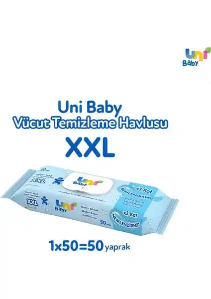 Uni Baby XXL Vücut Temizleme Havlusu Hassas Ciltler İçin Güvenilir ve Pratik Temizlik Çözümü