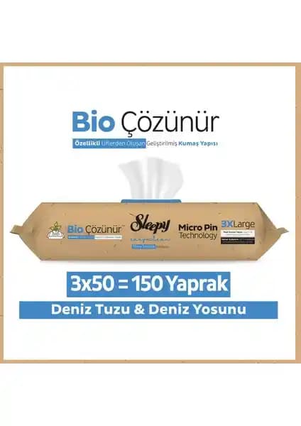 Sleepy Yüzey Temizlik Havlusu ve Mendil 3x50 - Türkiye Menşei, 150 Yaprak Paket