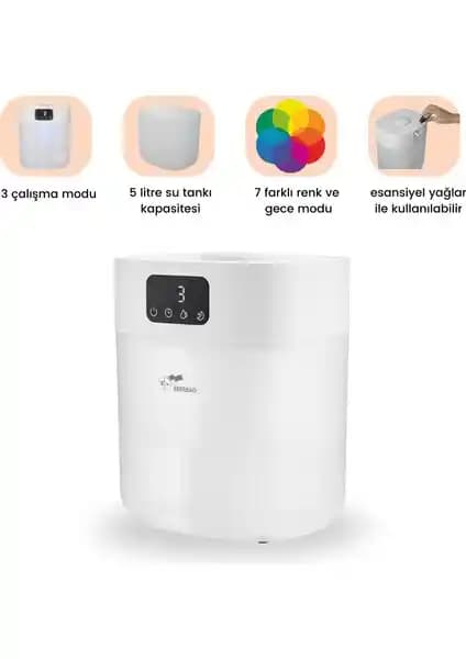 Bebebao Pufi 5lt Ultrasonik Buhar Makinesi: Modern ve Sessiz İç Mekan Hava Nemlendirici