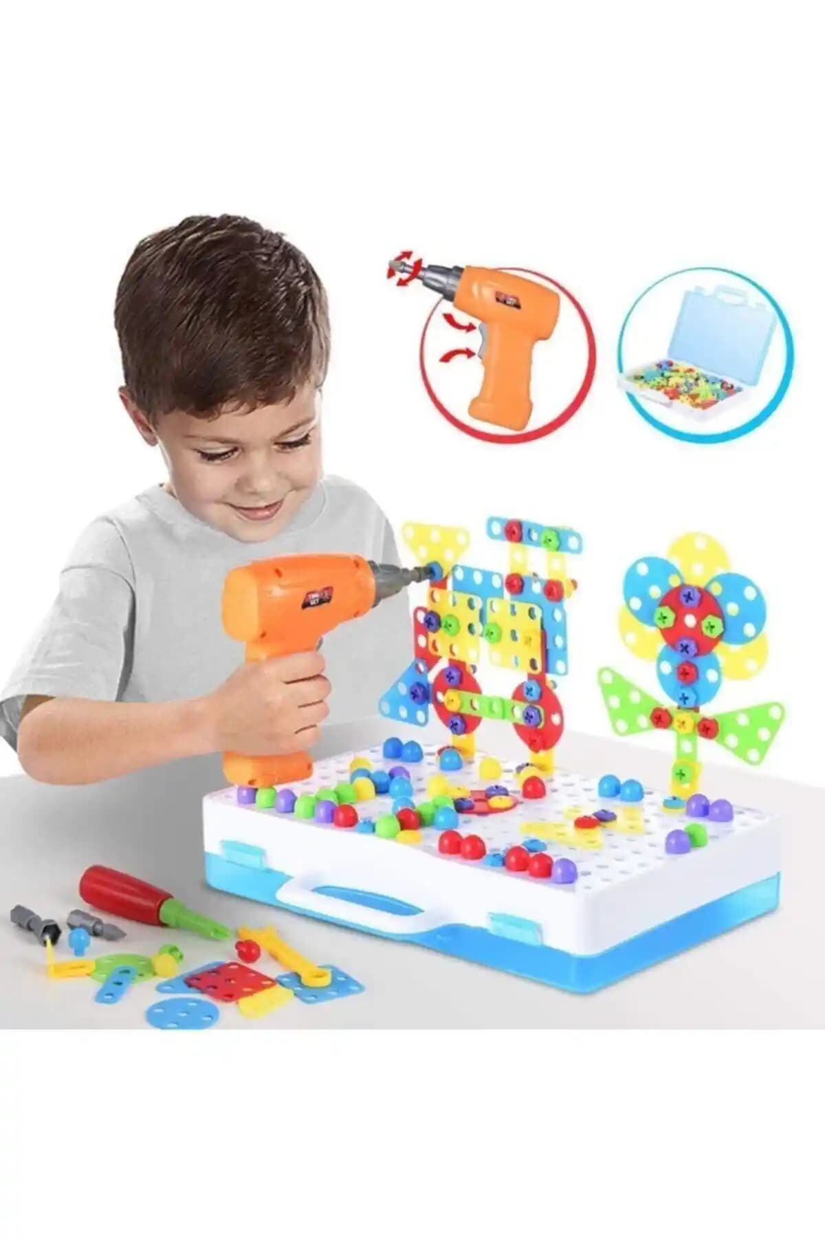 Birlik Oyuncak Matkaplı 3D Yaratıcı Tamir Seti Çocukların Motor Becerilerini Geliştirir