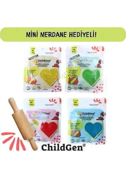 ChildGen Doğal Oyun Hamuru Mini Merdane Seti Çocuklar İçin Güvenli ve Eğlenceli Oyun Deneyimi