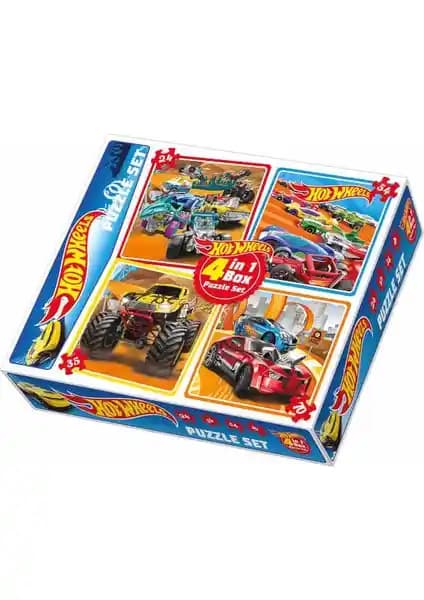 Diytoy Hotwheels 4'lü Puzzle Seti Çocuklar İçin Eğitici ve Dayanıklı Oyun Seçeneği