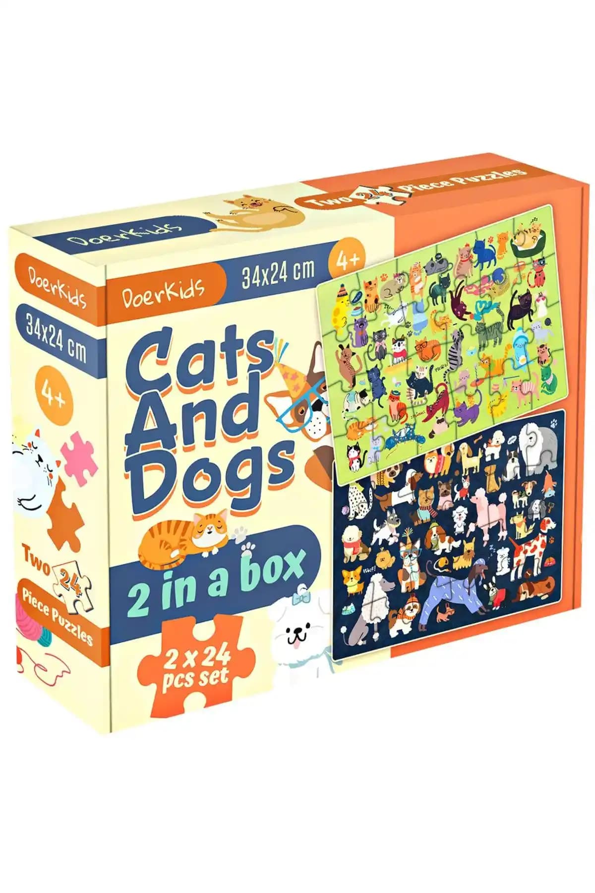 DoerKids Kediler ve Köpekler Puzzle: Eğlenceli ve Geliştirici Çocuk Puzzle Seti