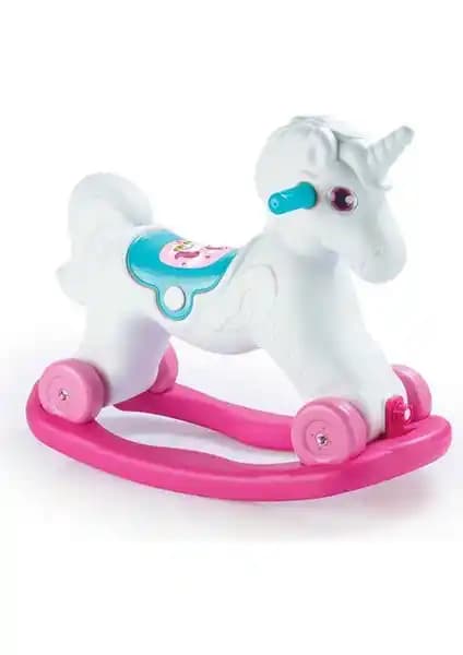Dolu 2in1 Unicorn Sallanan Tekerlekli At Çocuklar İçin Çok Yönlü Eğlence Aracı