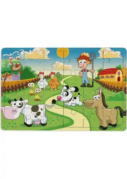 Maketçiniz Çiftliğim 24 Parça Ahşap Puzzle Çocuklar İçin Eğitici ve Dayanıklı Oyun