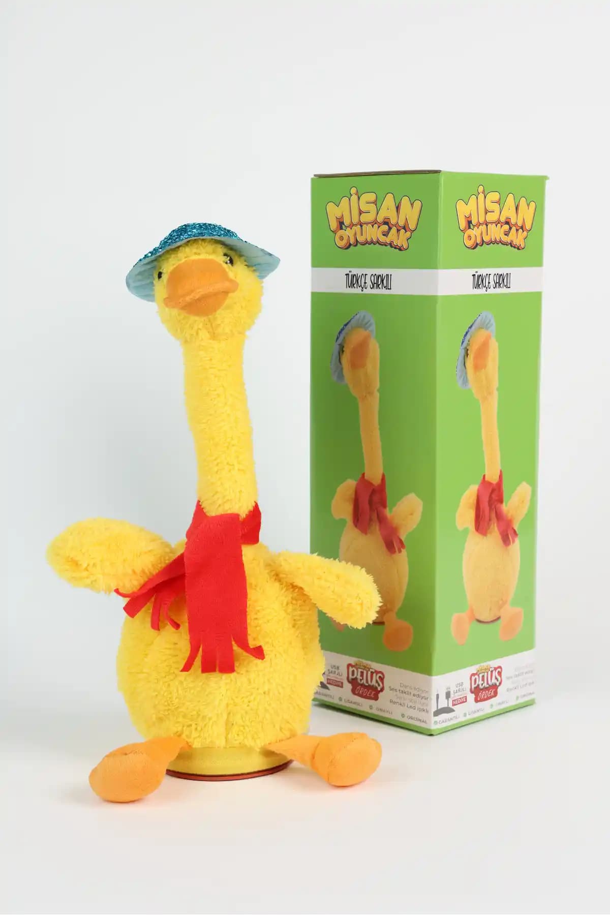 Misan Grup'un Işıklı ve Müzikli Türkçe Şarkılı Peluş Ördek Oyuncağı