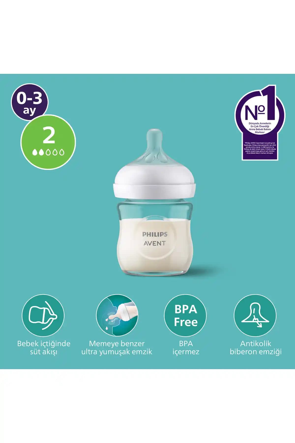Philips Avent SCY930/01 Doğal Tepkili Cam Biberon: Güvenli ve Hijyenik Bebek Beslenme Çözümü