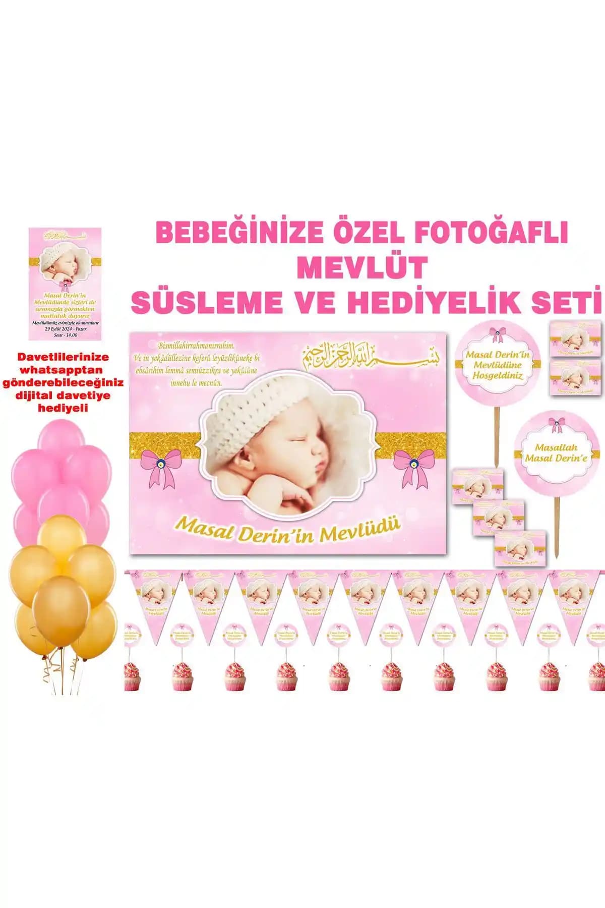 Sunligo Bebek Mevlüt Süsleme Seti ile Unutulmaz Kutlamalar İçin Şık Dekorasyon Çözümü
