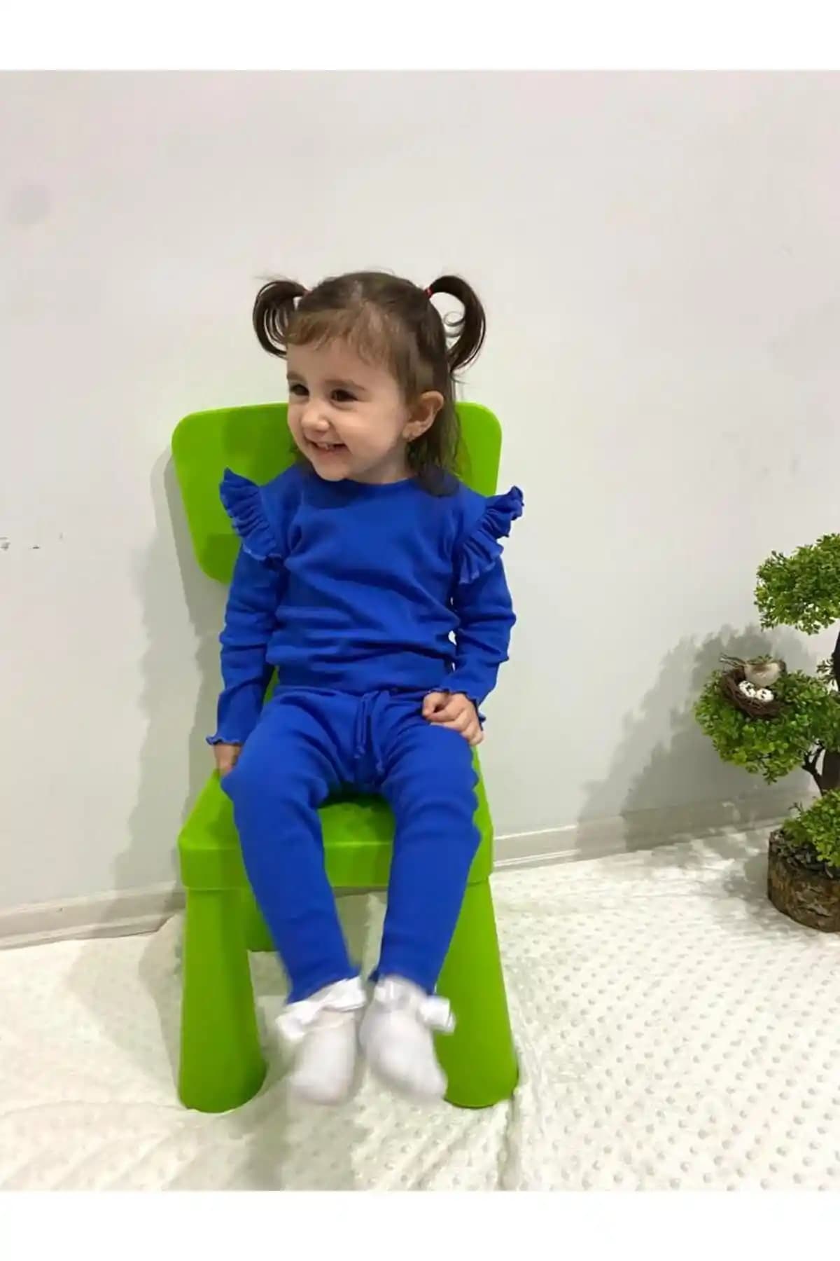 Arya Baby Omuz Fırfır Detaylı Kaşkorse Kumaştan Bebek Takımı Günlük Kullanım İçin Uygun