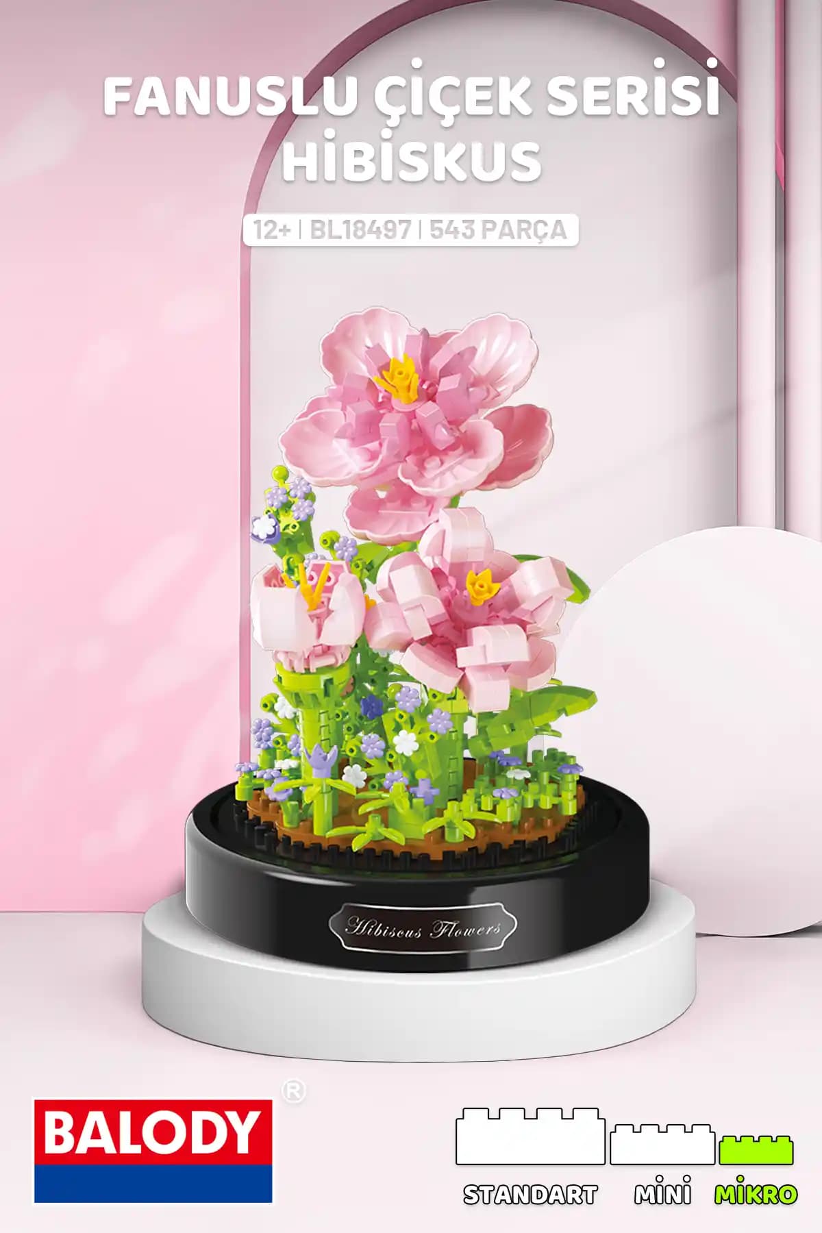 Balody Fanuslu Çiçek Serisi Hibiskus Yapı Bloğu Seti 543 Parça Detaylı ve Eğitici Oyun Seti