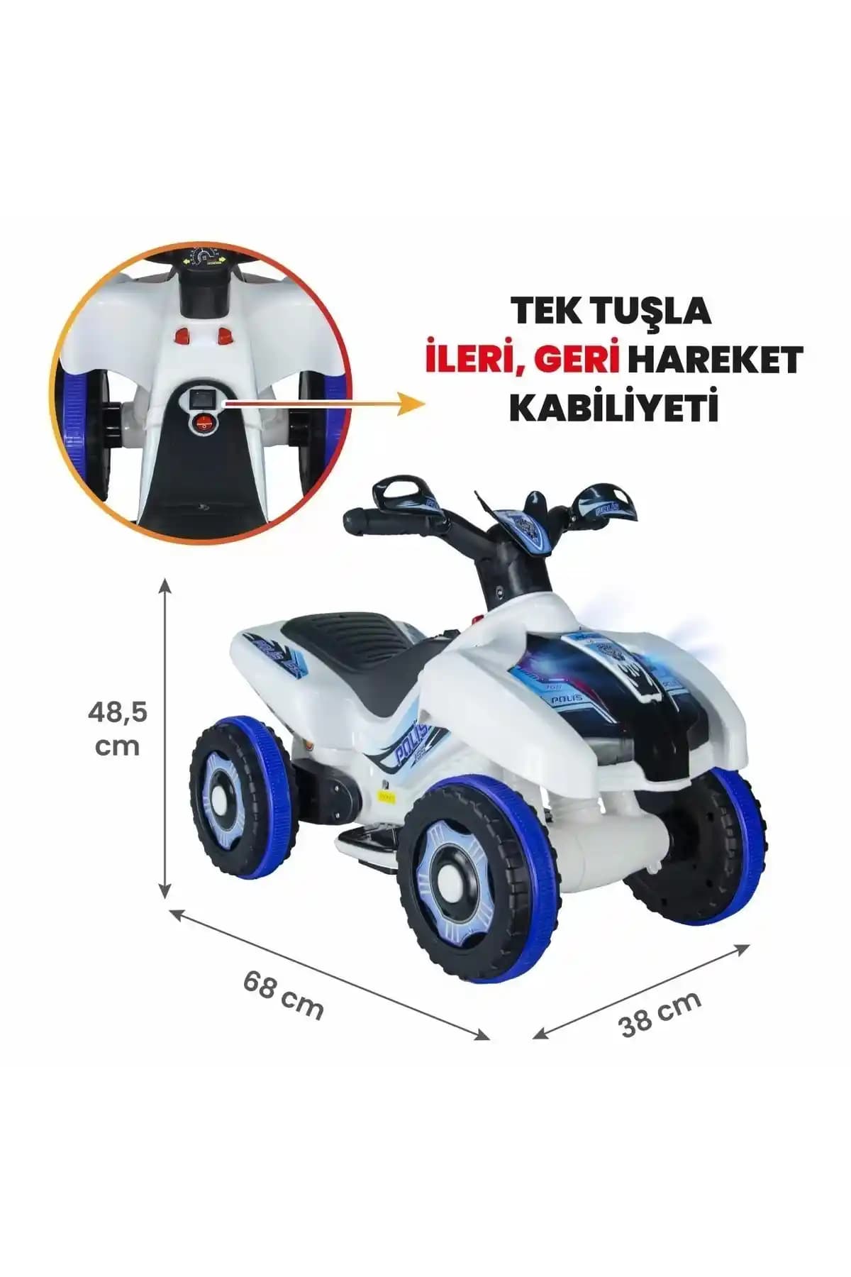 Çocuklar İçin Güvenli ve Eğlenceli Led Işıklı Müzikli Akülü Araba 2-4 Yaş için