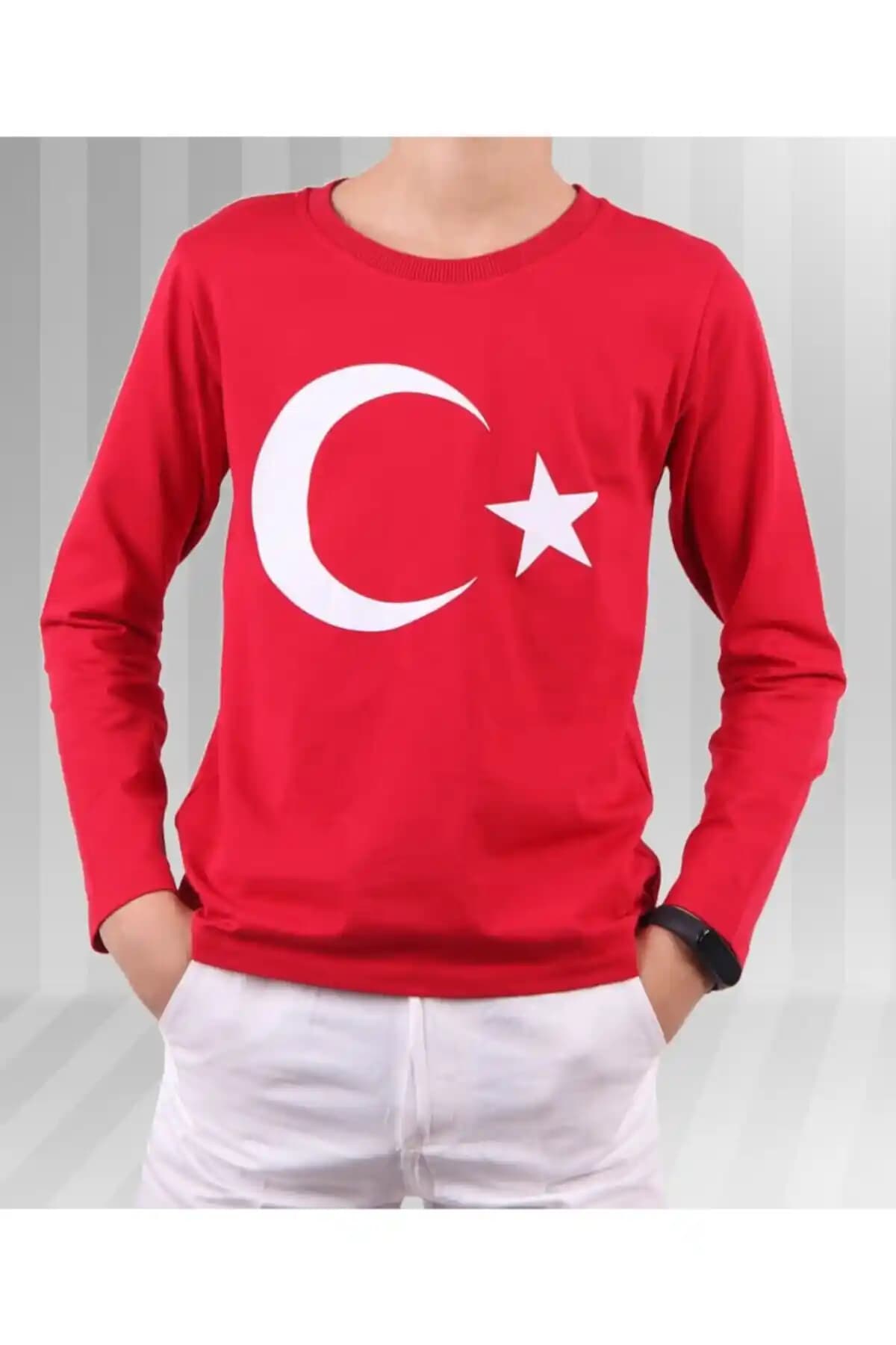 Dıgıl Kids Kırmızı Bayraklı Penye Çocuk Tişörtü Günlük ve Özel Kullanım İçin Uygun