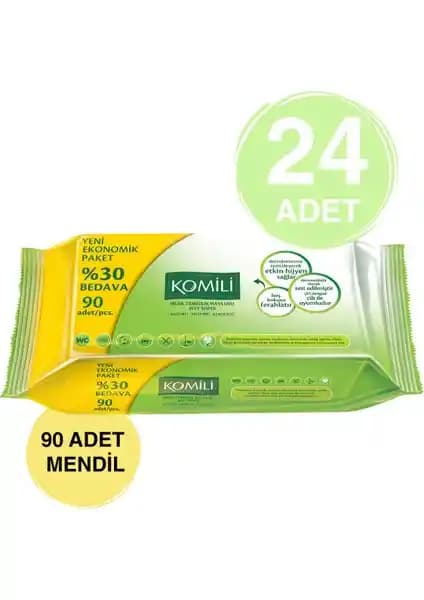 Komili Islak Havlu Mendil 90'lı 24 Paket Günlük Hijyen ve Temizlik İçin Pratik Çözüm