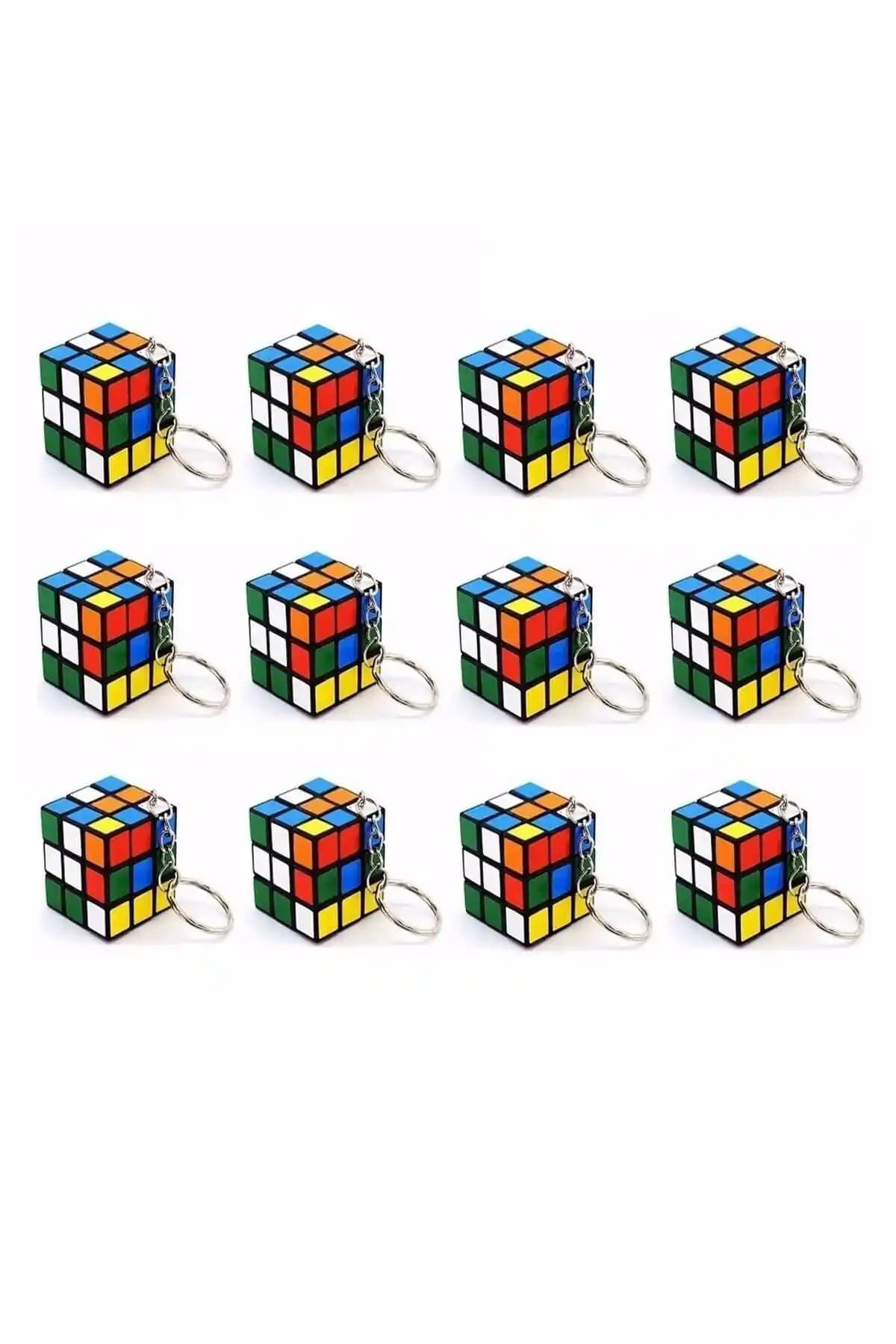 Mini Rubik Zeka Küpü Seti 12 Adet Anahtarlık Boyutunda Eğlence ve Zeka Geliştirici