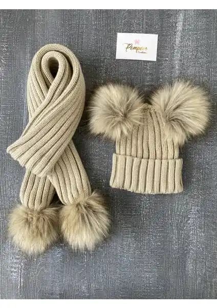 Pempem Bandana Kız Bebek Ponponlu Atkı Bere Seti: Şık ve Sıcak Kış Aksesuarları