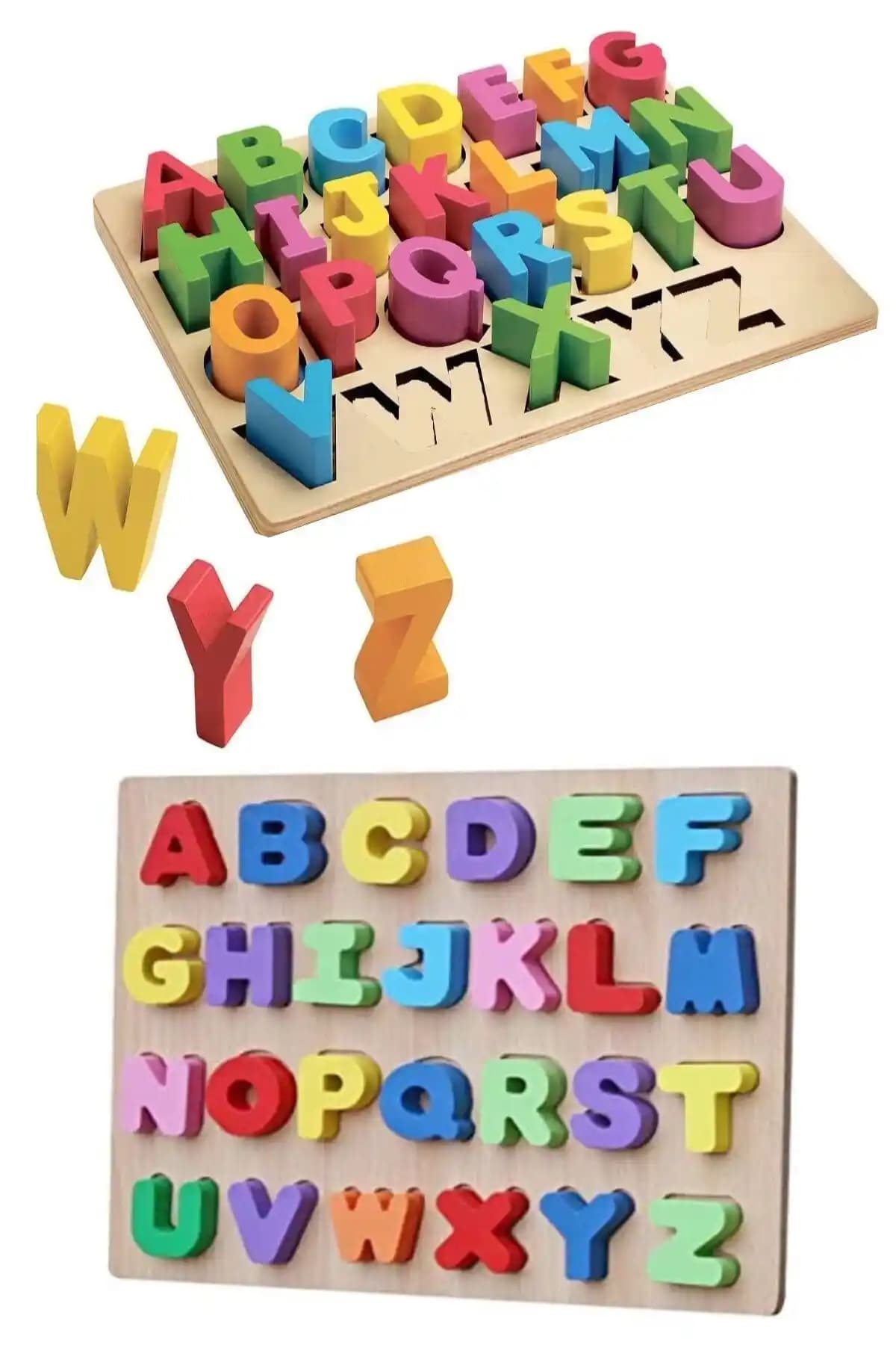 RoseRoi Ahşap 3D Büyük Harf Alfabe Yapboz Puzzle Çocuklar İçin Eğitici Oyuncak