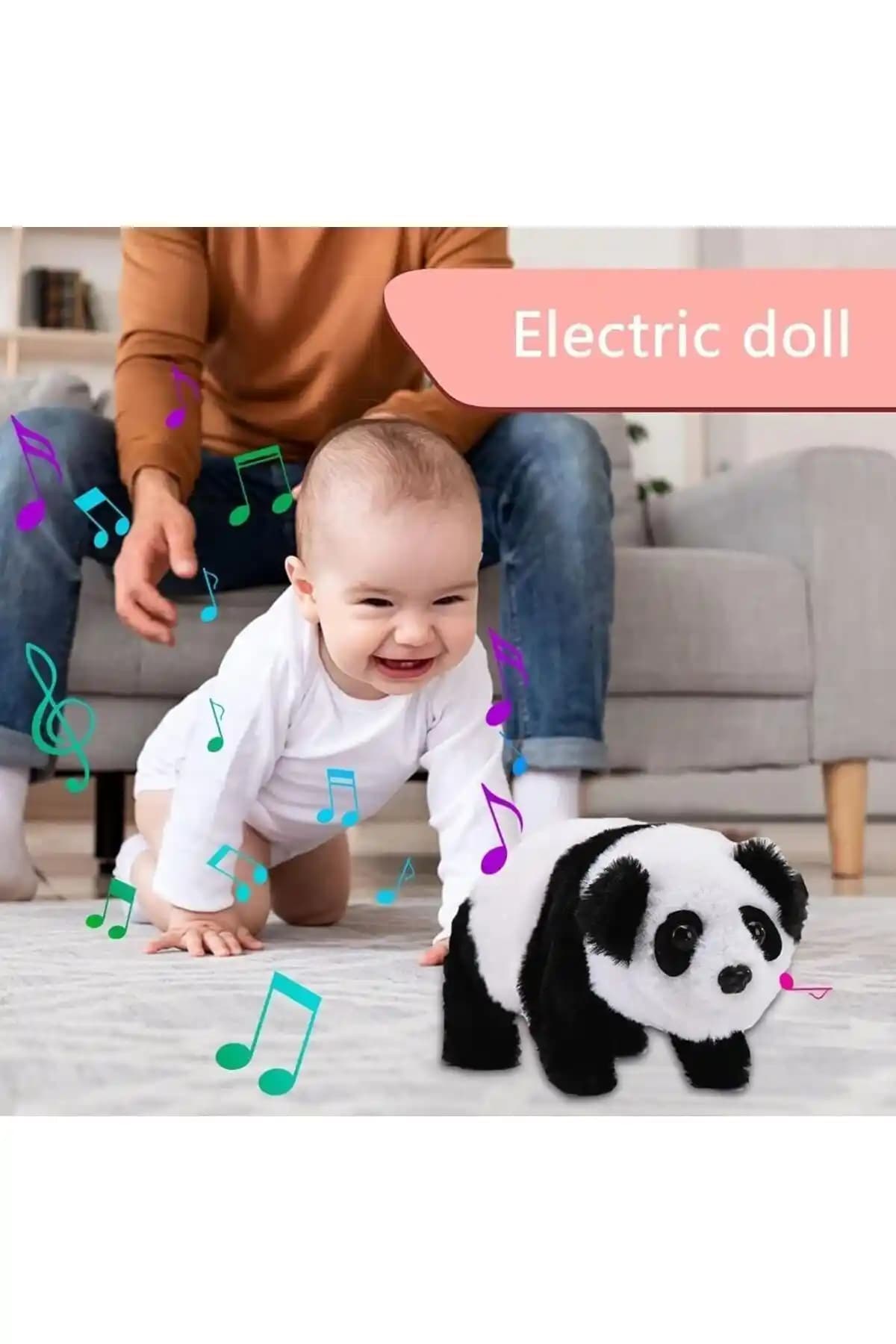 Sevimli ve Eğlenceli Pilli Sesli Yürüyen Peluş Panda Çocuklar İçin Güvenli Oyun Arkadaşı