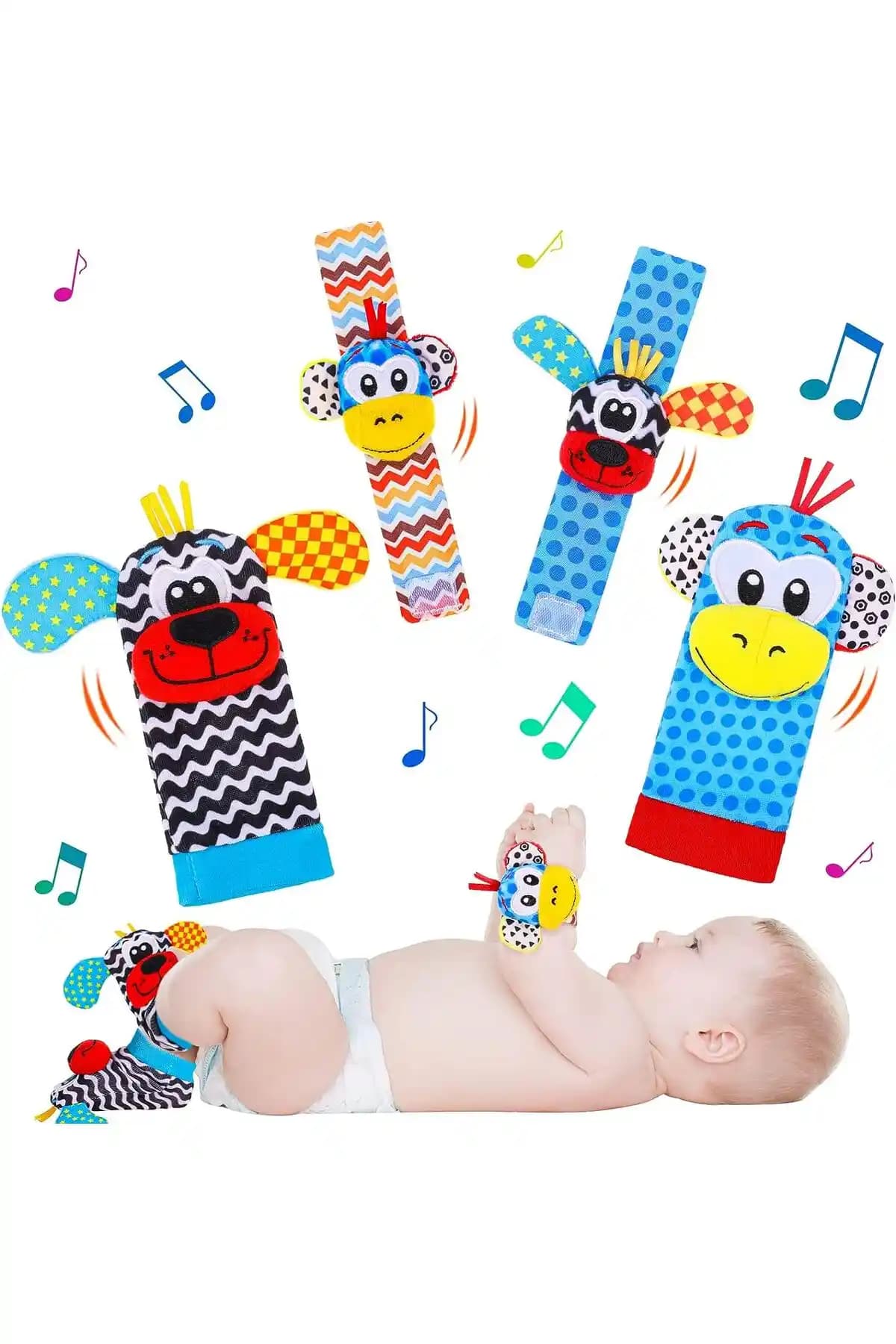 Sozzy Toys Çıngıraklı Çorap ve Bileklik Seti Bebekler İçin Güvenli ve Eğlenceli Oyuncak Seçeneği