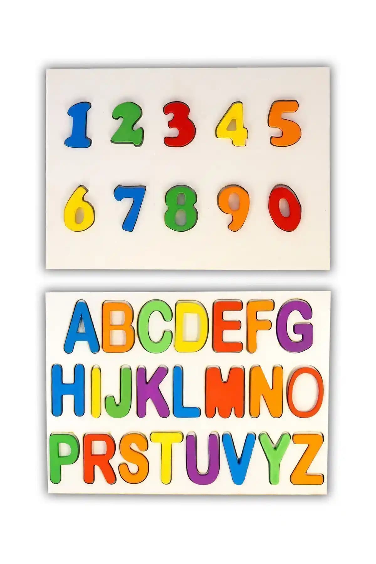 Türktoys Ahşap Puzzle Alfabe ve Sayılar Blok Seti Çocuklar İçin Eğitici ve Güvenli Öğrenme Oyuncağı