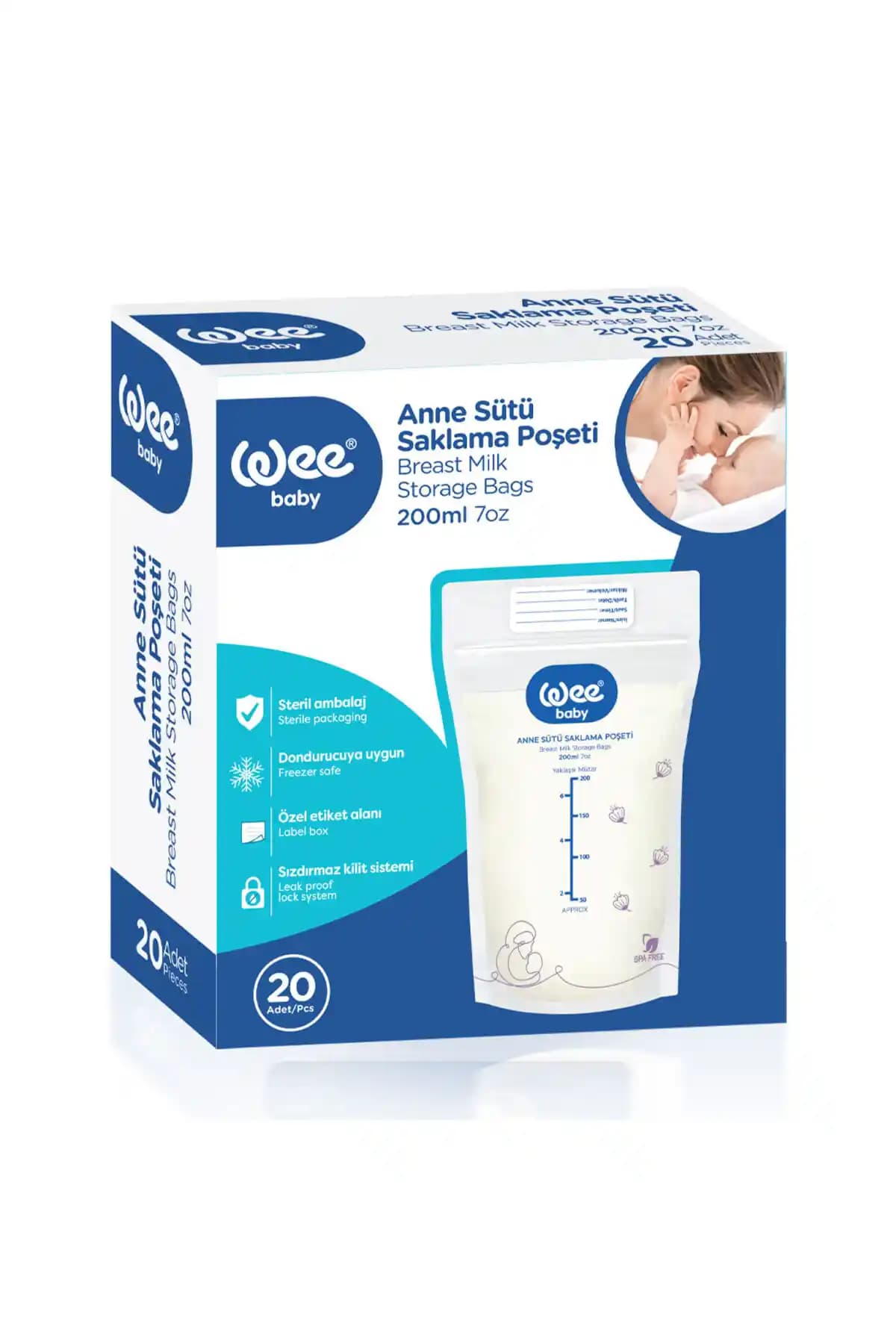 Wee Baby 20'li Anne Sütü Saklama Poşetleri Güvenli ve Pratik Saklama Çözümü