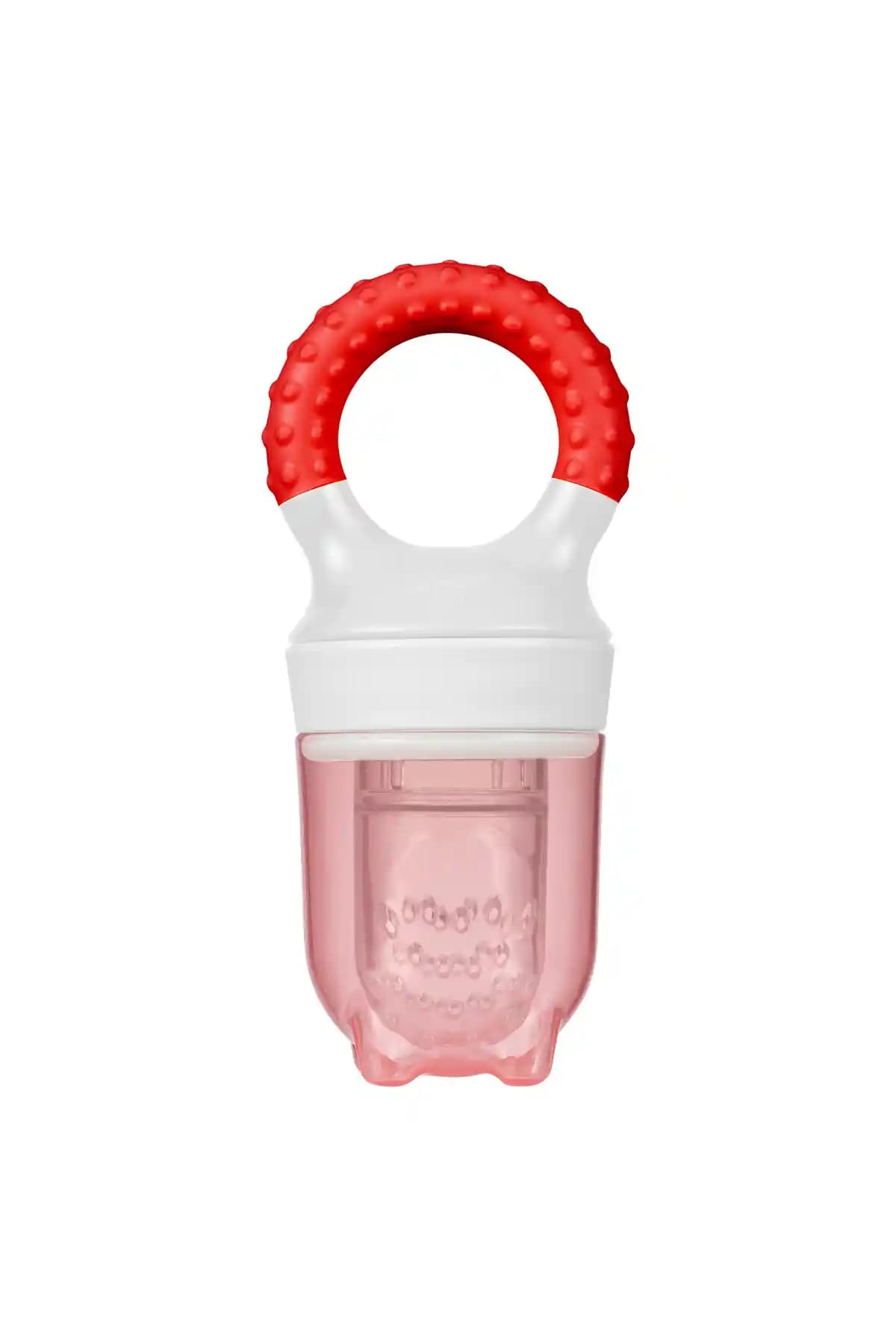 Wee Baby Meyve Süzgeci Kırmızı - Bebekler İçin Güvenli ve Pratik Meyve Püresi Süzgeci